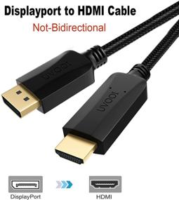 img 3 attached to 🔌 6ft Unidirectional DisplayPort to HDMI Cable Adapter - DP to HDMI Cord Male to Male, Supports Video and Audio, Compatible with All Computers and Laptops featuring DisplayPort