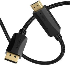 img 4 attached to 🔌 6ft Unidirectional DisplayPort to HDMI Cable Adapter - DP to HDMI Cord Male to Male, Supports Video and Audio, Compatible with All Computers and Laptops featuring DisplayPort
