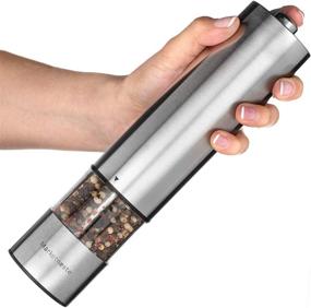 img 2 attached to Battery Operated Pepper Grinder with Light - Stainless Steel Salt 🔋 or Pepper Mill - Sleek Modern Design - Easy Grip and Use