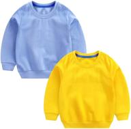 👕 girls boys kids sweatshirt: 2 or 3 pack active long sleeve cotton thin toddler baby crewneck shirts tops blouse 1-8t - comfortable and stylish collection for your little ones logo