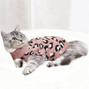 img 4 attached to Untyo Cat Sweater: Soft and Warm Leopard Print Clothes for Small Cats and Dogs - Suitable for Indoor and Outdoor Use (Pink, Size Small)