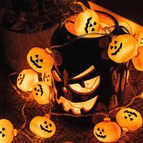 img 3 attached to 🎃 Varmax Halloween Lights String - 40 LED 17FT Pumpkin Lights, USB Powered with 8 Lighting Modes for Indoor/Outdoor Decor