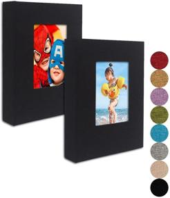 img 4 attached to 📷 Small Photo Album 4x6 - Clear Pages, Linen Cover - Pack of 2 | Holds 52 Photos | Brag Book for 4x6 Pictures | Black Fabric