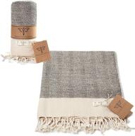 🛋️ smyrna vintage boho throw blanket herringbone series - 100% cotton, 50 x 60 inches, lightweight and super soft for couch, sofa, farmhouse, and home decor (beige) logo