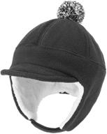 warm winter hat with earflaps for toddler boys - baseball hat style with visor and cozy fleece caps logo