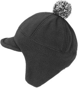 img 1 attached to Warm Winter Hat with Earflaps for Toddler Boys - Baseball Hat Style with Visor and Cozy Fleece Caps