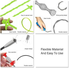 img 1 attached to 🚽 6-in-1 Drain Clog Remover Kit: 40" Drain Cleaner (1pc), 20" Drain Hair Catcher (4pcs), 24" Drain Auger (1pc), Sink Snake & Plumbing Tool for Kitchen Sink, Tub, Washroom, Toilet, Clogged Drains