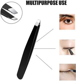 img 1 attached to Professional Stainless Steel Slant Tip Eyebrow Tweezers - Precision Beauty Tool for Grooming (Single, Black)