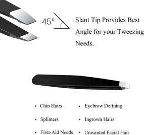 img 2 attached to Professional Stainless Steel Slant Tip Eyebrow Tweezers - Precision Beauty Tool for Grooming (Single, Black)