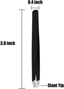 img 3 attached to Professional Stainless Steel Slant Tip Eyebrow Tweezers - Precision Beauty Tool for Grooming (Single, Black)