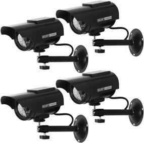 img 4 attached to 📷 WALI Solar Powered Bullet Dummy Security CCTV Dome Camera with LED Light - 4 Pack, Black