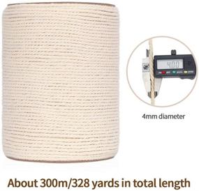 img 2 attached to 328Yards 4mm Natural Cotton Macrame Cord - Twisted 3 Strands Macrame Rope for Wall Hangings, Plant Hangers, Crafts, Gift Wrapping, and Wedding Decorations