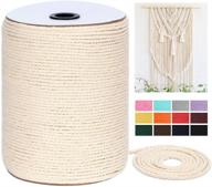 328yards 4mm natural cotton macrame cord - twisted 3 strands macrame rope for wall hangings, plant hangers, crafts, gift wrapping, and wedding decorations logo