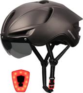 🚲 shinmax ht-29 bike helmet with usb rechargeable light, detachable magnetic visor, uv protection, reflective strap, and carry bag - ideal adult cycling helmet for mountain and road biking logo