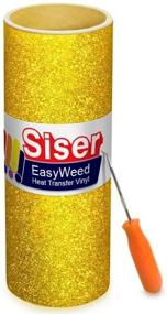 img 1 attached to 🎨 Siser Glitter Gold Heat Transfer Craft Vinyl Roll with Stainless Steel Weeding Tool - 5ft x 10 Inch Combo Pack