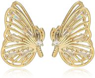 🦋 damleng unique chic rhinestones butterfly dangle earrings: large gold studs for stylish women & girls logo