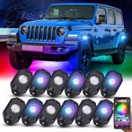 amonly rgbw led rock lights kit with app control - waterproof multicolor underglow neon light with flashing music mode & timing function - compatible with jeep off road car truck atv utv - 12 pods logo