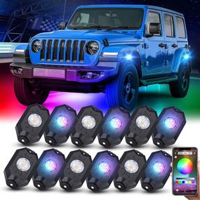 img 4 attached to AMONLY RGBW Led Rock Lights Kit with APP Control - Waterproof Multicolor Underglow Neon Light with Flashing Music Mode & Timing Function - Compatible with Jeep Off Road Car Truck ATV UTV - 12 Pods