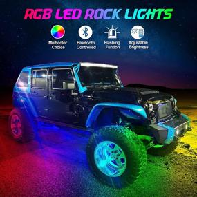 img 3 attached to AMONLY RGBW Led Rock Lights Kit with APP Control - Waterproof Multicolor Underglow Neon Light with Flashing Music Mode & Timing Function - Compatible with Jeep Off Road Car Truck ATV UTV - 12 Pods