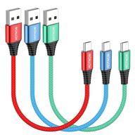 ⚡️ fast charging micro usb cable 1ft 3pack - short android charger nylon braided cord for samsung galaxy s7 s6 & more logo