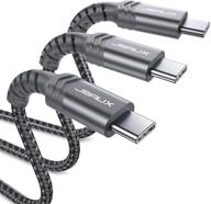 кабель jsaux usb c к usb c 60w, 3 шт. [6,6 футов + 3,3 футов + 1 фут] провод для быстрой зарядки типа c зарядное устройство для samsung galaxy s21 s21+ s21 ultra s20 ultra plus s20+ note 20 10, google pixel 4 3 2 xl, ipad pro 2018 - серый. логотип