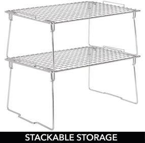 img 1 attached to 🗄️ mDesign Stackable Metal Storage Shelf - Farmhouse Style Organizer for Closets, Cabinets, Countertops - 2-Tier Raised Design - Ideal for Bedrooms, Bathrooms, Entryways, Hallways - Pack of 4 - Chrome