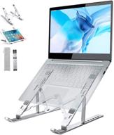 🖥️ aluminum ergonomic laptop stand for desk - adjustable height, foldable & portable - compatible with macbook air pro - 8-18'' laptop tablets - sliver logo