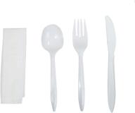 🍽️ r noble 80-pack plastic silverware set with individually wrapped napkins - disposable cutlery kit for convenient use and hygiene logo