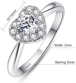 img 1 attached to AVECON Heart Rings for Women - Sterling Silver Heart Shape Engagement Wedding Ring with Round CZ, Eternity Promise Ring for Her - Sizes 5-10