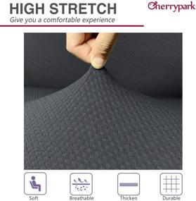 img 2 attached to 🛋️ Cherrypark Super Thick Sofa Covers: Premium Grey Couch Slipcover for 3 Cushion Couch Non-Slip Furniture Protector - Stretch Fit & Unique Pattern - Ideal for Living Room Décor