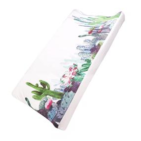 img 4 attached to 🌵 Soft Breathable Fabric Baby Changing Pad Cover - Stretchy Infant Diaper Changing Table Pad Cover - Nursery Changing Pad Sheets for Boys and Girls - Cactus Design