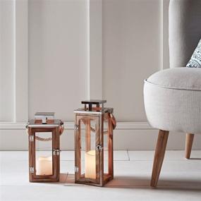 img 2 attached to 🕯️ Lights4fun Large Wooden LED Flameless Candle Lantern: Battery-Operated Elegance