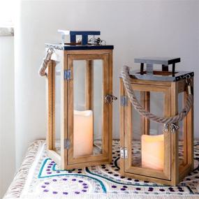 img 4 attached to 🕯️ Lights4fun Large Wooden LED Flameless Candle Lantern: Battery-Operated Elegance