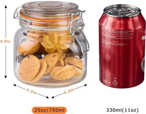 img 3 attached to 🏺 Lagredon 25oz Glass Food Storage Jars with Airtight Clamp Lids - Set of 6 Containers for Kitchen Cereal, Canning, Pasta, Sugar, Beans, Spice, and Coffee. Includes 6 Leak-Proof Rubber Gaskets, Kitchen Plastic Shovel, 6 Labels, and Mark Pen.