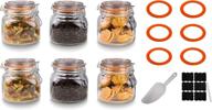 🏺 lagredon 25oz glass food storage jars with airtight clamp lids - set of 6 containers for kitchen cereal, canning, pasta, sugar, beans, spice, and coffee. includes 6 leak-proof rubber gaskets, kitchen plastic shovel, 6 labels, and mark pen. логотип