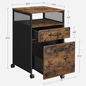 img 1 attached to 📁 Industrial Rustic Brown and Black VASAGLE File Cabinet with Lock - 2 Drawers, Hanging File Folders, Open Shelf - Perfect for Home Office Storage