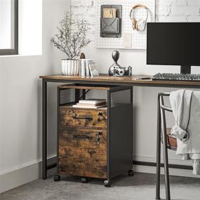 img 2 attached to 📁 Industrial Rustic Brown and Black VASAGLE File Cabinet with Lock - 2 Drawers, Hanging File Folders, Open Shelf - Perfect for Home Office Storage