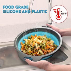 img 1 attached to 🍝 Walfos Silicone Collapsible Colander Set - Space-Saving Kitchen Strainers, Includes 3 Sizes (1.5 Quart, 2 Quart, and 4 Quart), BPA Free & Dishwasher Safe, Ideal for Pasta, Vegetables, Fruits (Blue)