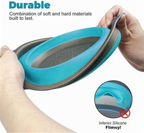 img 2 attached to 🍝 Walfos Silicone Collapsible Colander Set - Space-Saving Kitchen Strainers, Includes 3 Sizes (1.5 Quart, 2 Quart, and 4 Quart), BPA Free & Dishwasher Safe, Ideal for Pasta, Vegetables, Fruits (Blue)