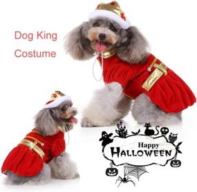 img 1 attached to Coppthinktu Funny Pet Halloween Costume - Dog King Costume with Ruby Crown for Dogs - Perfect for Halloween, Christmas, Birthday Parties, and Photo Props