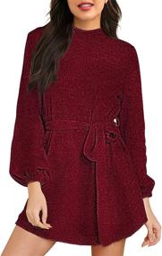 img 4 attached to HAPCOPE Womens Lantern Sleeve Chenille Women's Clothing and Dresses