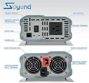 img 2 attached to 💡 Soyond 1000 Watt Pure Sine Wave Power Inverter – 12vdc to 120vac Solar Inverter with Remote Controller (16ft), Dual AC Outlets - Ideal for Tools, Lights, RV, and Home Applications