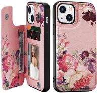 🌸 stylish crosspace premium leather iphone 13 pro max case - floral card holder wallet for women and girls - unique copyright design - pink flower logo