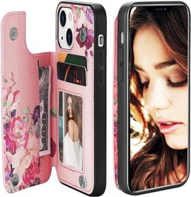 img 2 attached to 🌸 Stylish Crosspace Premium Leather iPhone 13 Pro Max Case - Floral Card Holder Wallet for Women and Girls - Unique Copyright Design - Pink Flower