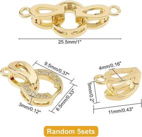 img 3 attached to Long-Lasting Golden Plated Clasps for Jewelry Making Pendant Connector - CHGCRAFT 5 Set Brass Micro Pave Cubic Zirconia Oval Shaped Fold Over Clasps