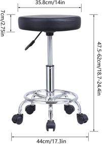 img 2 attached to 🪑 KKTONER PU Leather Round Rolling Stool: Height-Adjustable Spa Drafting Salon Tattoo Work Office Massage Chair