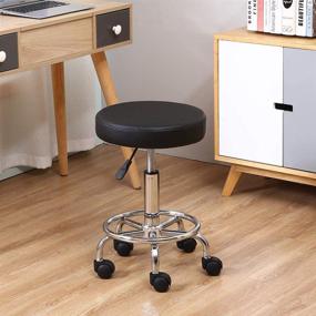 img 3 attached to 🪑 KKTONER PU Leather Round Rolling Stool: Height-Adjustable Spa Drafting Salon Tattoo Work Office Massage Chair