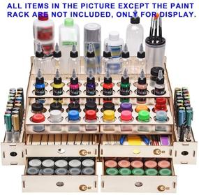 img 1 attached to 🎨 OPHIR Wooden Paint Rack Pigment Inks Storage Organizer: Ideal for Tamiya GSI AV Paints & Model Tools - 32 Bottle Holes, 36 Marker Pen Cases, 4 Cabinet Drawers