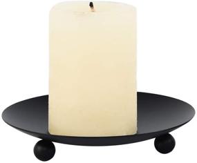 img 1 attached to 🕯️ Stylish Black Iron Plate Candle Holder Set for Weddings & Spa