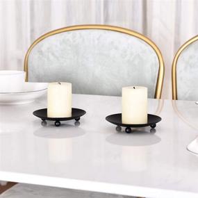 img 2 attached to 🕯️ Stylish Black Iron Plate Candle Holder Set for Weddings & Spa